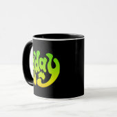 Mug G'DAY avec l'Australie Carte Vert Or sur Noir (Devant gauche)