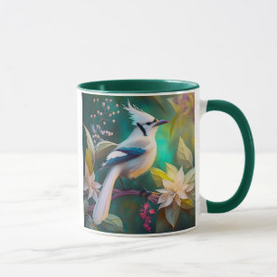 Mug Geai à ailes de sarcelle à touffe blanche oiseau d