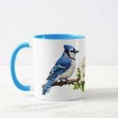 Mug Geai bleu avec des fleurs blanches (Gauche)