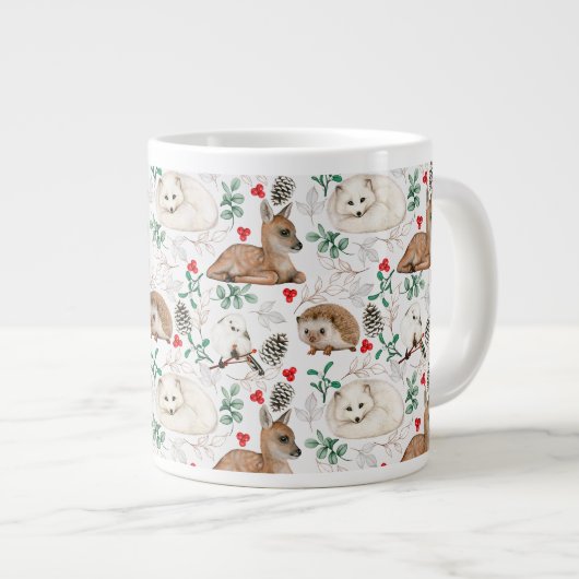 Mug géant, animaux des bois avec monogramme (Devant droit)