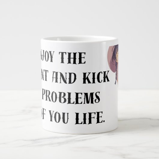 Mug Géant Anime 'Profitez du Moment' Motivationnel (Devant)
