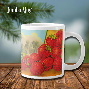 Mug géant Art Caisse de Paysage de Fraise Vintage