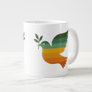 Mug Géant Colombe de la Paix Arc-en-Ciel Rétro