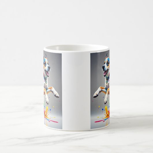 Mug Géant coloré joyeux chien amusant, (Centre)