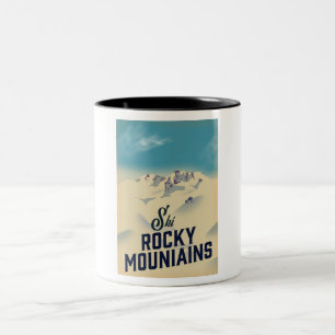 Mug géant de café Montagnes Rocheuses USA Ski