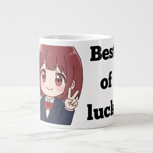 Mug géant de style anime 'Bonne chance' (Devant)