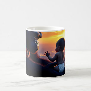 Mug Géant doux et bébé au coucher du soleil