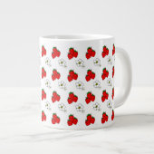 Mug géant motif rétro fraises et fleurs (Devant droit)