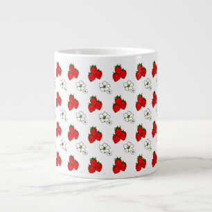 Mug géant motif rétro fraises et fleurs