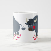 Mug géant Taureau de dessin animé mignon et fleur  (Devant)