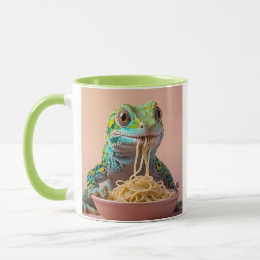 Mug Gecko Drôle Manger Spaghetti (Gauche)