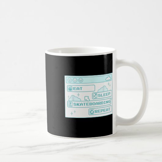 Mug Géek Informatique Manger Dormir Skateboard Répéter (Droite)