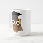 Mug Geeky Owl avec lunettes et bouchon de graduation (Devant gauche)