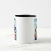 Mug Geisha japonais avec kimono bleu art original (Centre)
