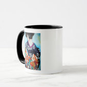 Mug Geisha japonais avec kimono bleu art original (Devant gauche)