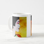Mug Geisha japonais avec kimono vert art original (Devant gauche)
