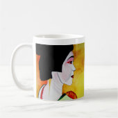 Mug Geisha japonais avec kimono vert art original (Gauche)