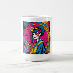 Mug Geisha Japonaise Moderne d'Art Pop Vibrant