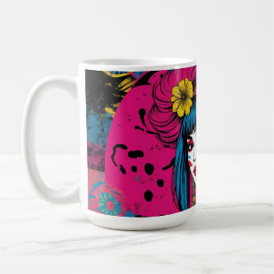 Mug Geisha Japonaise Moderne d'Art Pop Vibrant