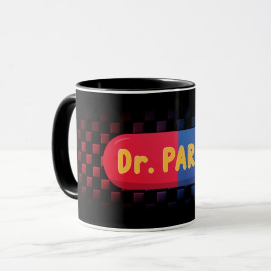 Mug Gélule + Damier dégradé  (Devant gauche)