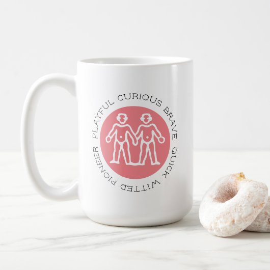 Mug Gémeaux roses mignons Traits Musique Zodiac (Avec donut)