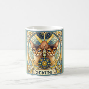 Mug Gemini Chat curieux Zodiac Art Nouveau