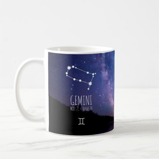 Mug Gemini | Constellation Zodiaque personnalisée (Gauche)