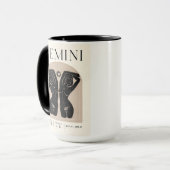 Mug Gemini Feminine Zodiac Design Brown Noir 15 OZ (Devant gauche)