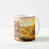Mug Gemini Zodiac with Twin Warrior Women and Glowing  (Devant droit)