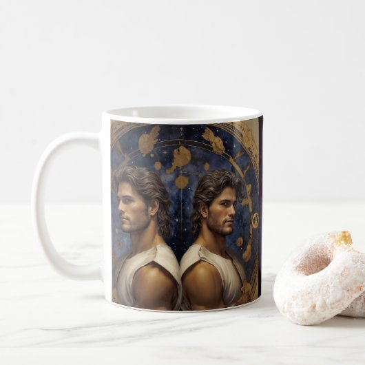 Mug Geminis mâle de café astrologique (Avec donut)