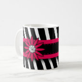 Mug Gemme floral rose chaud et motif zèbre (Devant gauche)
