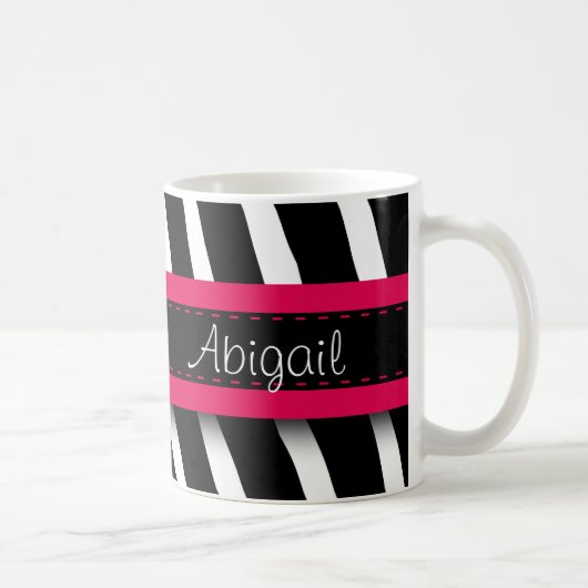 Mug Gemme floral rose chaud et motif zèbre (Droite)
