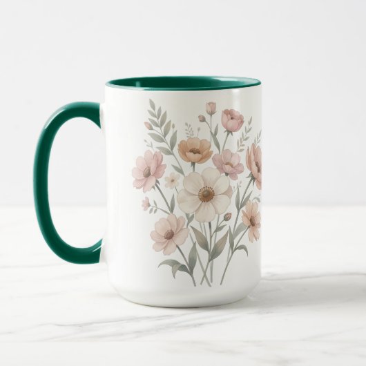 Mug Gentle Anemone Bouquet Watercolor Softness (Gauche)