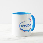 Mug Géocacher bleu et rouge éclaboussure (Devant droit)