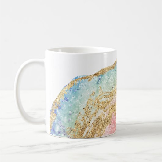 Mug *~* Géode Aquarelle Agate Gold Parties scintillant (Gauche)