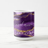Mug Géode de Parties scintillant d'or violet Nom perso (Centre)