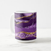 Mug Géode de Parties scintillant d'or violet Nom perso (Devant gauche)