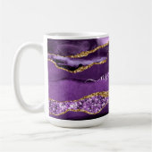 Mug Géode de Parties scintillant d'or violet Nom perso (Gauche)