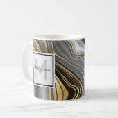 Mug Géode d'or et de gris moderne Monogramme minéral (Devant gauche)