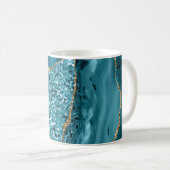 Mug Géode dorée en marbre bleu turquoise Parties scint (Devant droit)