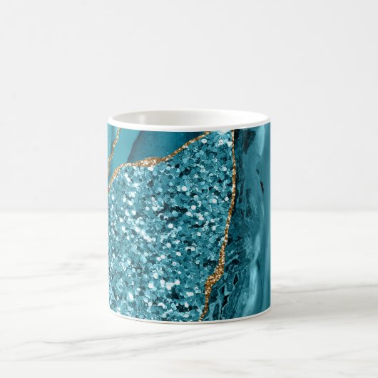 Mug Géode dorée en marbre bleu turquoise Parties scint (Centre)