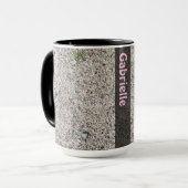 Mug Géologie romantique Coeur dans le sable avec nom (Devant gauche)