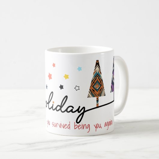 Mug Geometric Holiday Trees with Witty Subline (Devant droit)