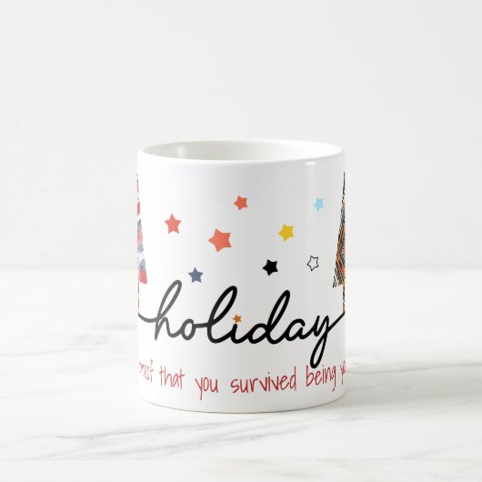 Mug Geometric Holiday Trees with Witty Subline (Centre)