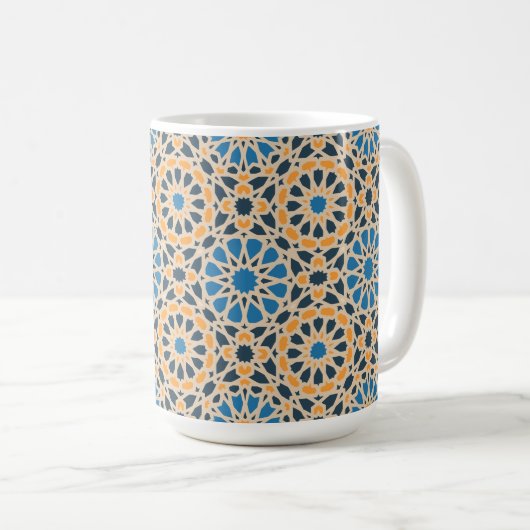 Mug Geometric Moroccan Tile & Orange Pattern (Devant droit)