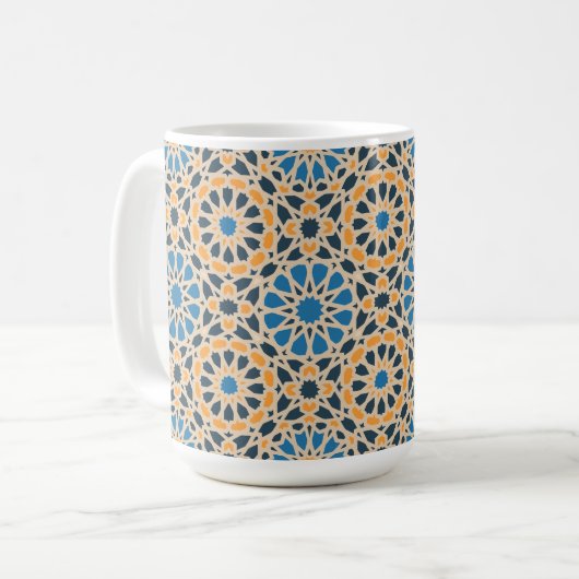 Mug Geometric Moroccan Tile & Orange Pattern (Devant gauche)
