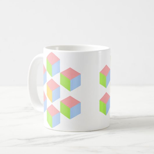 Mug Geometric Pastel Isometric Optical Illusion Cube (Devant gauche)