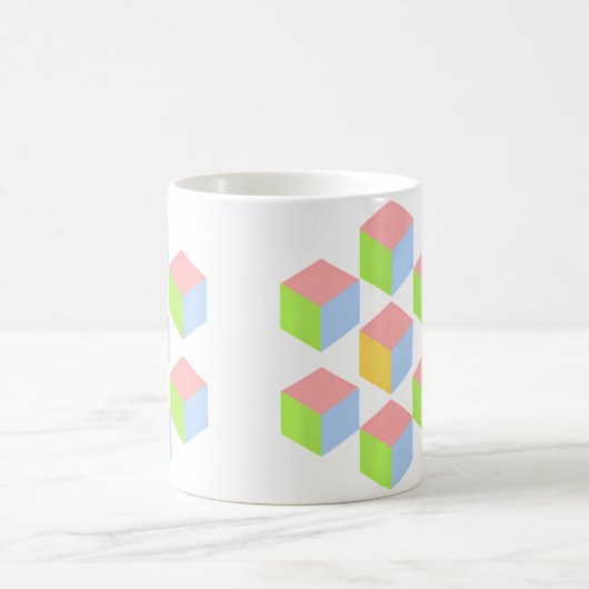 Mug Geometric Pastel Isometric Optical Illusion Cube (Centre)