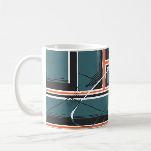 Mug Geometric Pathways with Abstract Brush Strokes (Gauche)