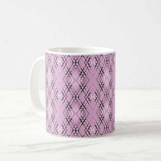 Mug Geometric pattern retro pink diamonds (Devant gauche)